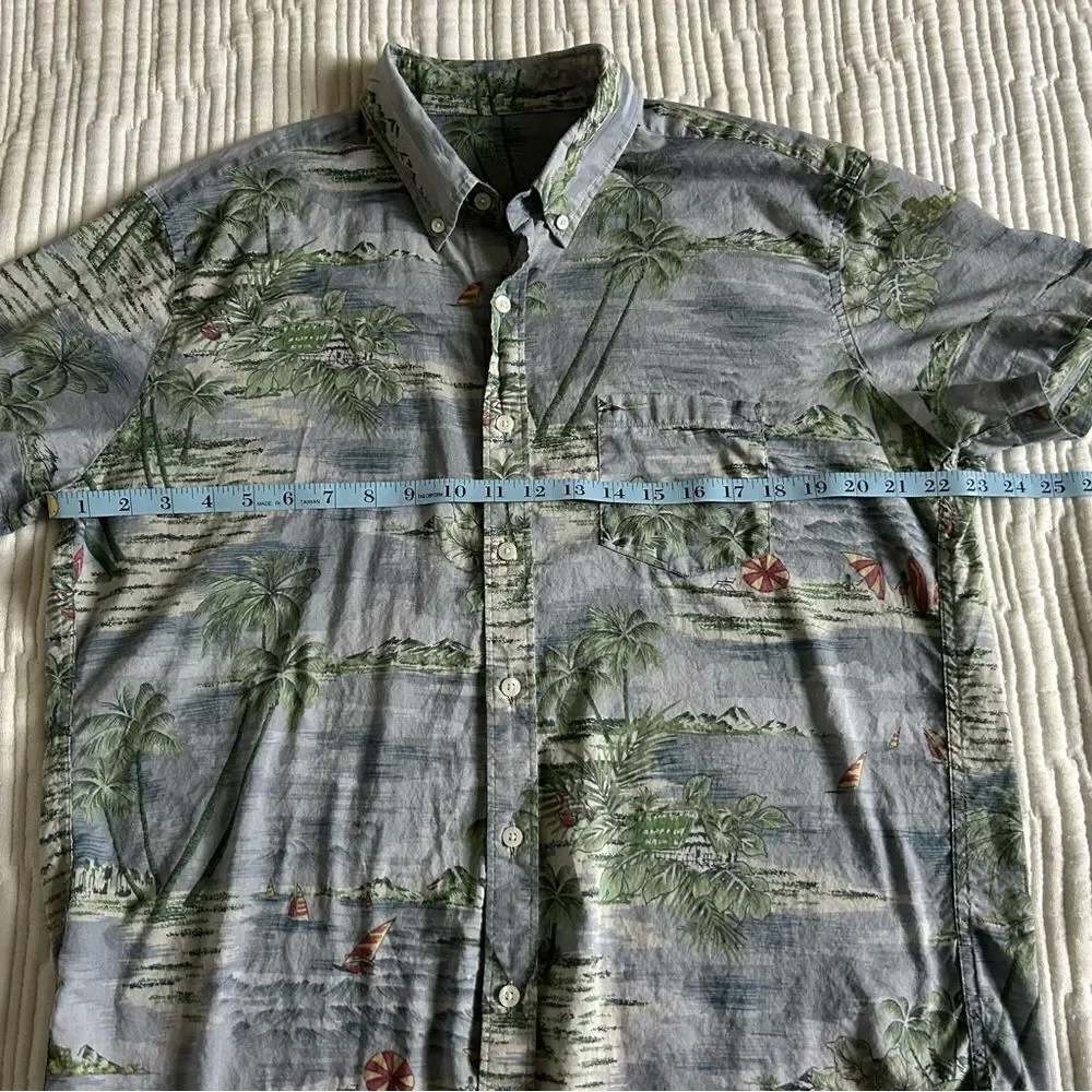 J. Crew Men’s Gray Hawaiian Tropical Beachy Short Sleeve Shirt Size Extra Large